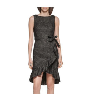 Calvin Klein Women's Self Belt Ruffle Detail Flow Dress **SIZE 6**
